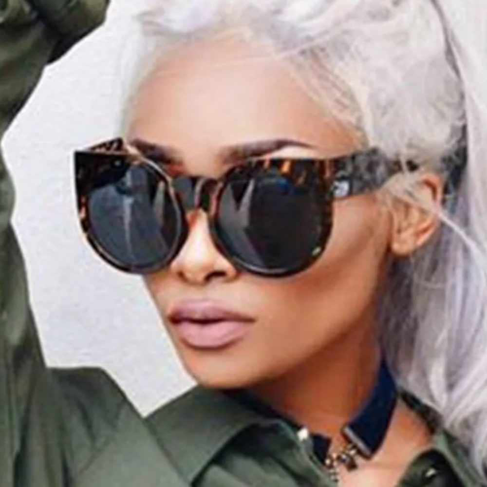 Tortoise shell leopard oversized cat eye sunglasses round fetish sexy beach - Picture 2 of 2